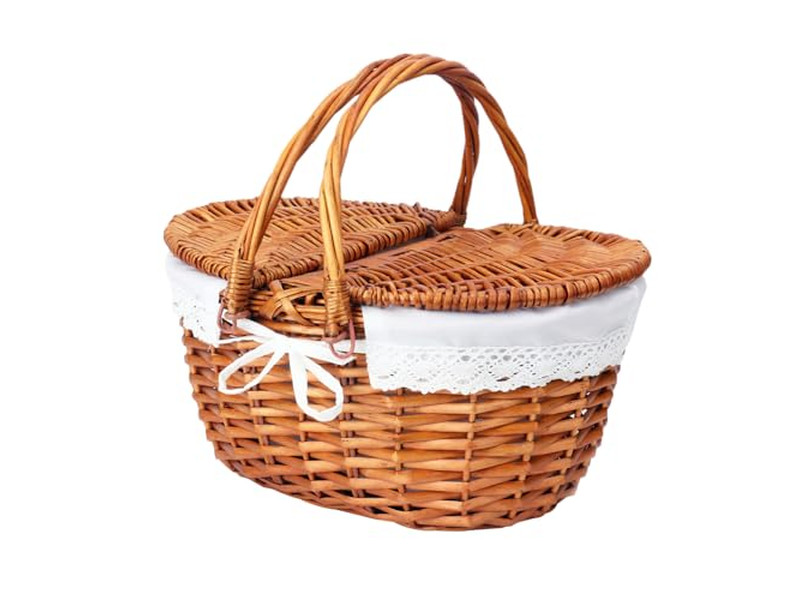 Cesto da Picnic 2 Set Junior Display con Portabevande in Plastica Rattan