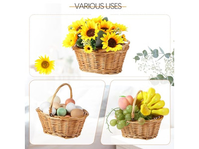 Set di cestini da picnic per bambini per 6 persone, cestino in plastica con manico in legno profondo