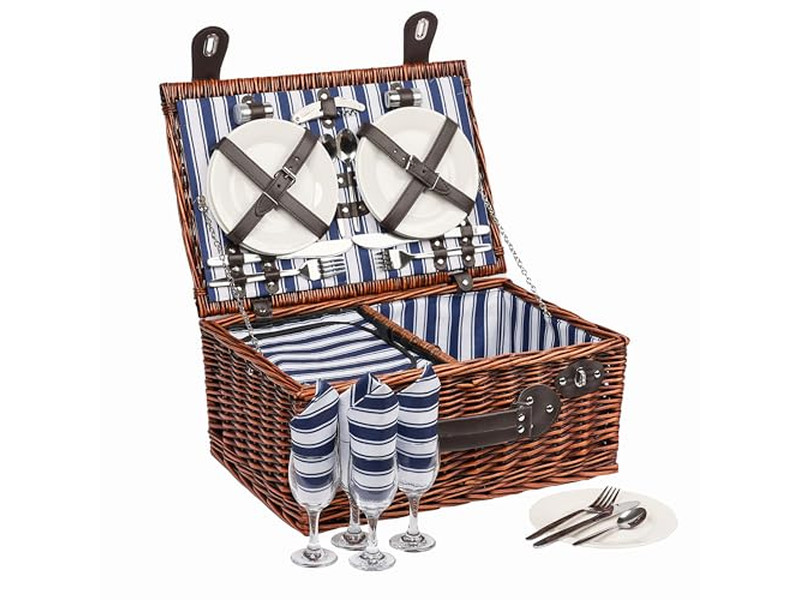 Cesto da Picnic in Cotone per Bambini Plastica Portatile Isolato Coperchio in Legno Fungo