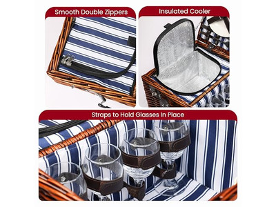 Cesto da Picnic in Cotone per Bambini Plastica Portatile Isolato Coperchio in Legno Fungo