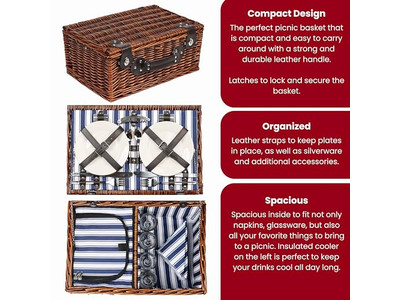 Cesto da Picnic in Cotone per Bambini Plastica Portatile Isolato Coperchio in Legno Fungo