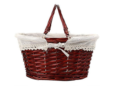 Cestino da Picnic Isolato Rotondo in Vimini Vintage Prezzi Incisi Set Migliore Fodera