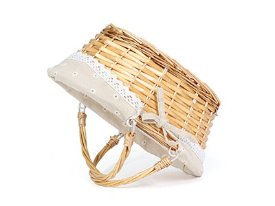 Grande Cesto da Picnic in Vimini per 2 Piccoli Cesti con Coperchi Pieghevoli Esterno