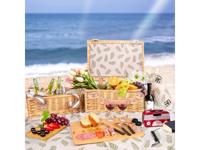 Cestino da Picnic Giocattolo per Bambini di 1 Anno Cestini in Rattan Personalizzati Tappeto e Set Regalo