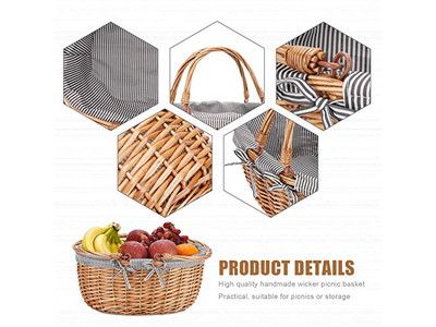 Cesti da Picnic Isolati in Vimini Blu e Bianco Cesto per Bambini Rosa Perfetto