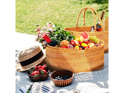 Cesto di Conservazione per Snack e Frutta da Picnic Mini Intrecciato Regali per Agricoltori in Canna