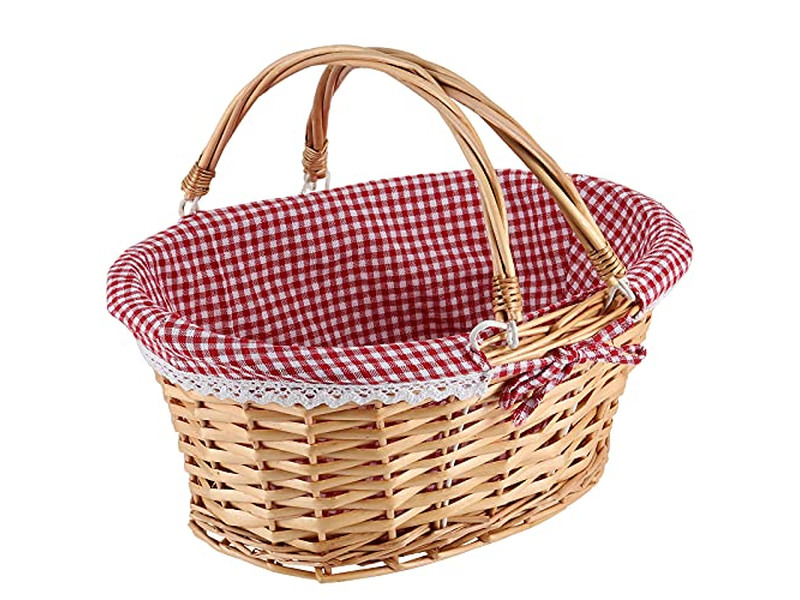 Cestino da Picnic in Rattan Vietnam Zaino per Due Borsa da Campeggio Cilindrica a Quadri