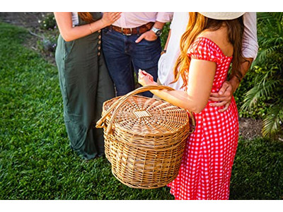 Cesto da Picnic Rettangolare in Vimini Zaini in Giunco d'Acqua Cesti per Regali