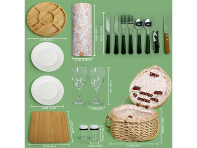 Piccolo Cestino da Picnic Rts per Stoccaggio con Maniglia Servizio per 4 Forma Casa