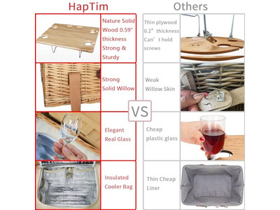 Cestino da picnic in legno vintage a forma di cuore fatto a mano, grande capacità morbida