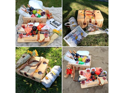 Cestino da picnic in legno vintage a forma di cuore fatto a mano, grande capacità morbida