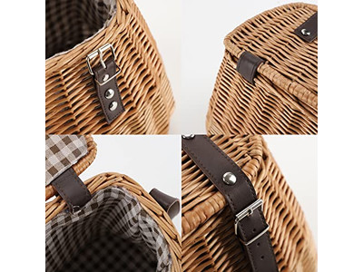 Cestino da picnic in vimini The Range bianco regolabile vuoto con coperchio regalo decorativo